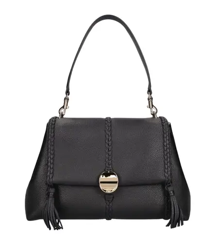 Chloé Chloe NWT Penelope Large Top-Handle Bag in Black Smooth Grained Leather