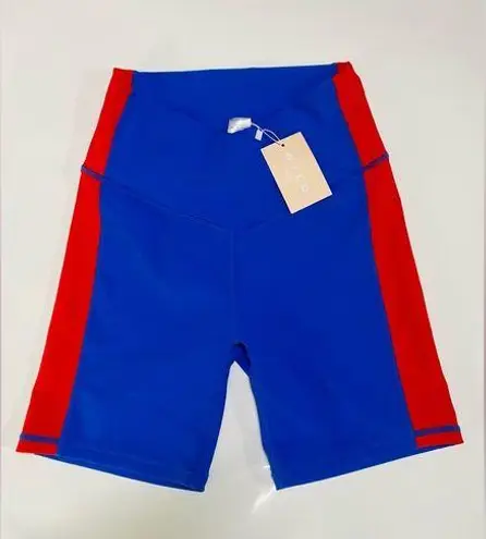 NWT Wilo The Label blue/red ribbed biker shorts size/M Size M