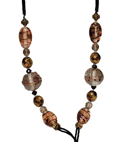 Retro Bee Rose Bird Bead Cluster Necklace Extra Long Y Drop 32" Boho Bohemian