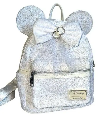 Lounge Fly Disney Minnie Mouse Wedding Sequin Miniā Backpack White Bridal Bow