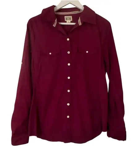 Converse  one star burgundy cotton button down large thumbnail 1