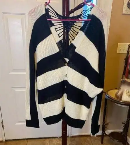Women's Mine Striped Crocheted Back Sweater