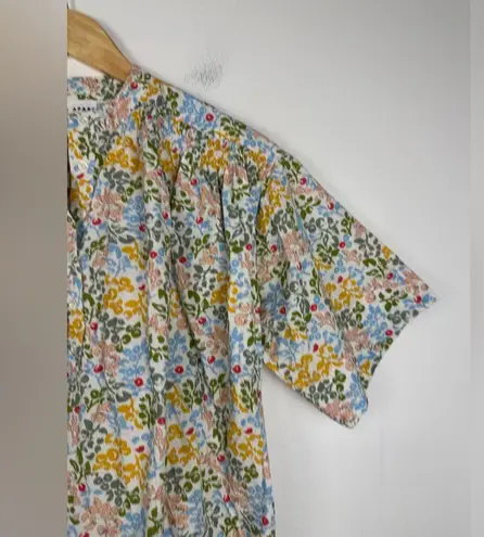Apiece Apart Floral Poplin Shirred Mission Top Women’s Sz XS Yellow