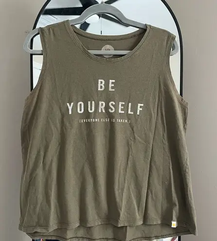 Life is Good  Olive Green Sleeveless Top - Be Yourself - Image 1