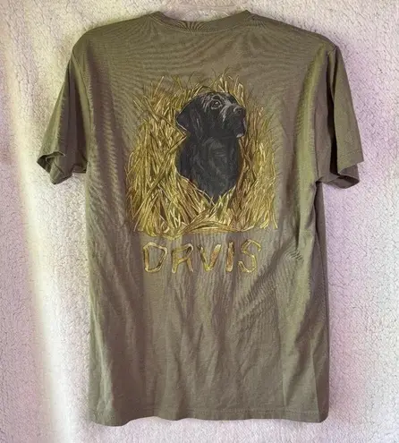 Orvis Tshirt Olive Green Dog Graphic Print Duck Hunting Women s Size M