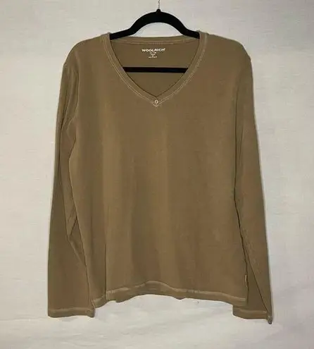 Woolrich  100% Cotton Basic Longsleeve Women’s Size M W/ Pocket Dark Khaki Brown