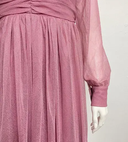 Faeriesty Dusty Rose VNeck Shear Long Sleeve Bridesmaid Dress Ruched A
