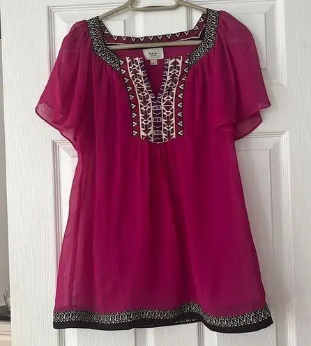 ECI  pink flowy patterned blouse size small