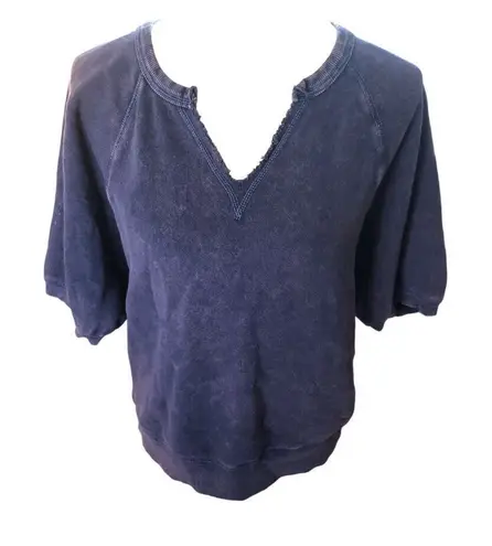 Distressed Sundance blue distressed wash vee neck short sketch cotton light pull Size M