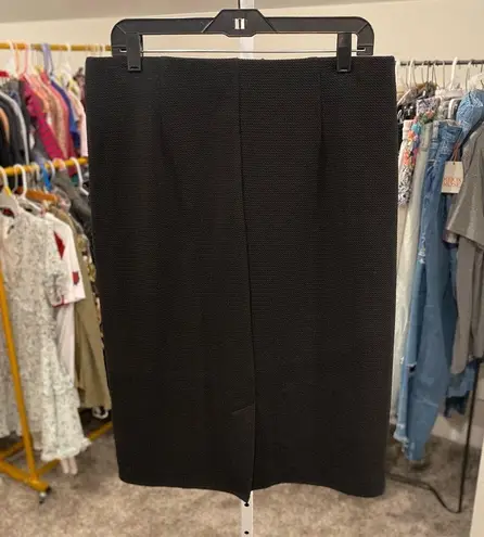 Tacera Vintage Textured Black Pencil Skirt With Kick Pleat