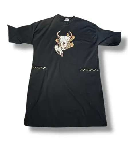 Vintage Sunbelt Sportswear Cow Skull Cactus Pocket Black T