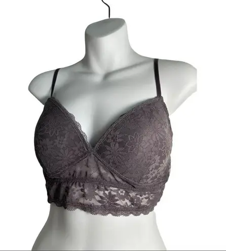 Mae Bodyworks Floral Lace Gray Adjustable Strap Padded Large Bra Grey