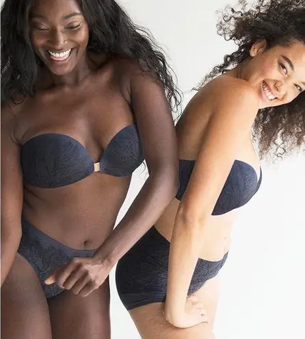 NWT Evelyn Bobbie everyday bustier strapless/w straps no underwire bra gray lace Black Size undefined