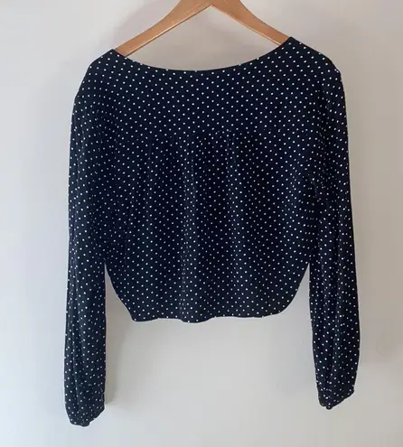 Wild Fable  polka dot button up tie front crop top