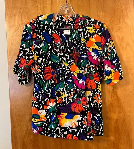 Tropical Flowers Pop Art to Wear Bold Hearts Blazer Jacket Vintage Size 11 12