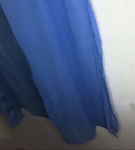 Letarte Cover Up Handmade South Ocean Embroidered Beach Tunic in Azure Sz L NWT Blue Size L