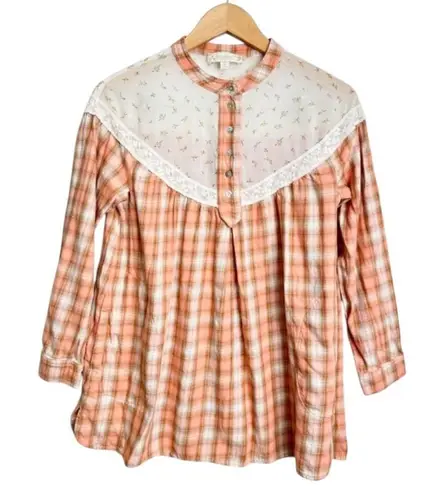 Suzanne Betro Weekend Blouse Cottagecore Vintage Style Size Medium Plaid