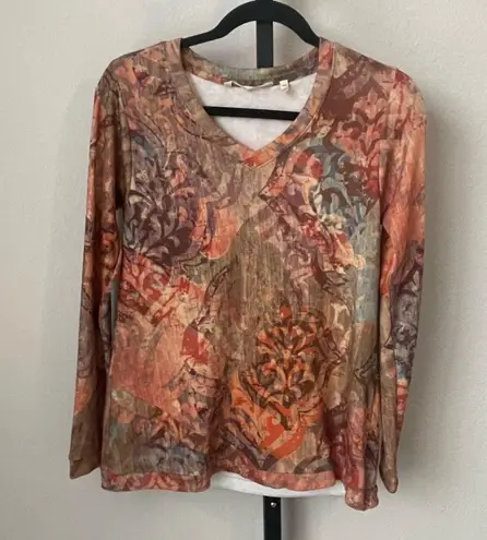 Soft Surroundings Artesia Printed Tunic Sweater Top Size PXS