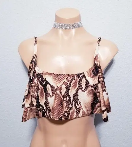 Vintage 90's Y2K retro print swim bathing suit top Brown Size M