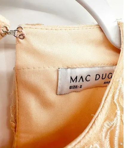 Mac Duggal Peach 11294 Ruffle Lace & Tulle Party Sleeveless Mini Dress 2 NWT