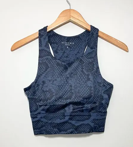 Allfenix Indie Python Snakeskin Longline Sports Bra Black Size M