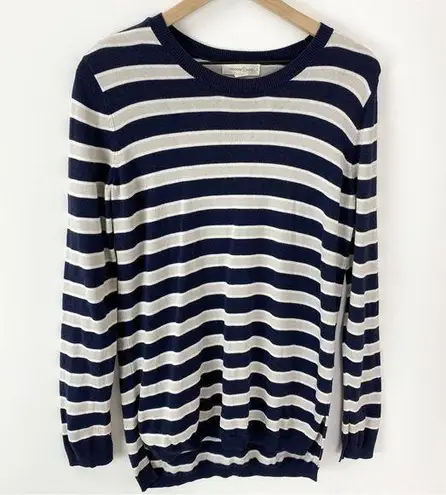Treasure & Bond Navy Grey Stripe Crewneck Sweater - Large | Lightweight Knit