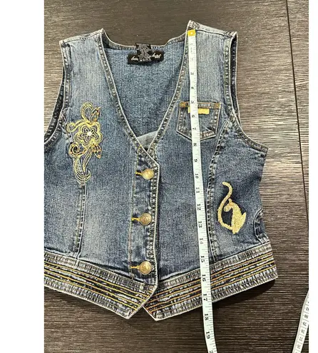 Baby Phat Vintage Y2K Denim Embroidered Vest XS