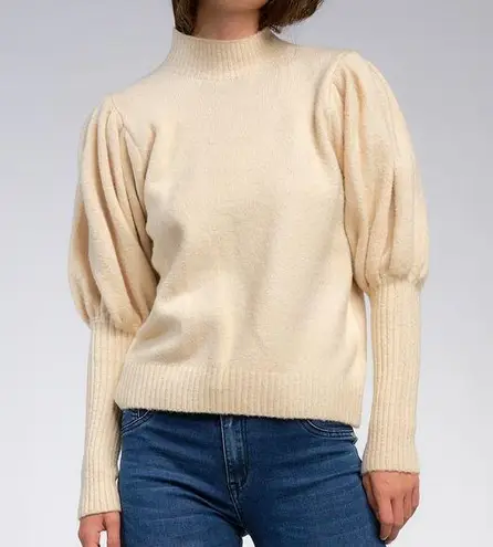 Elan Mock Neck Sweater with Puffy Sleeves