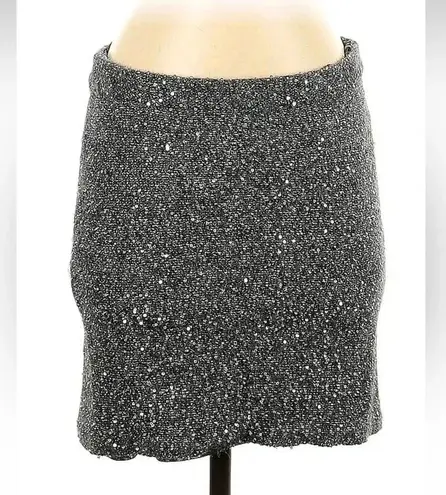 Garnet Hill Silver Pull-on Sequin Sweater Skirt Size S Small