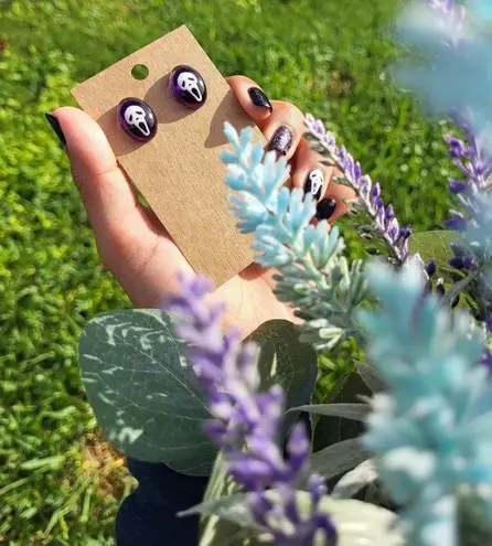 Scream Ghostface Halloween Resin Stud Earrings