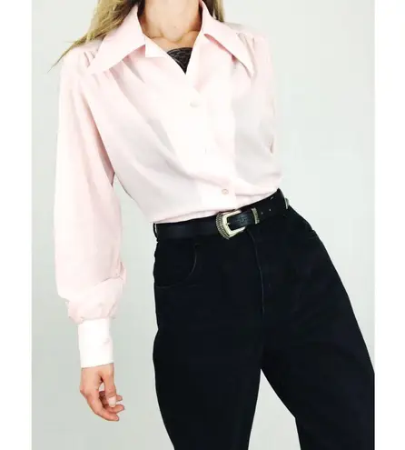 Vintage Sheer Pleated Blouse in Light Pink | Size L Size L