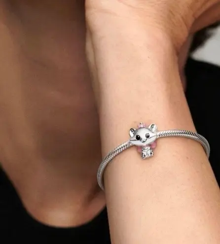 Aristocat Marie Sterling Silver Charm Black & Pink