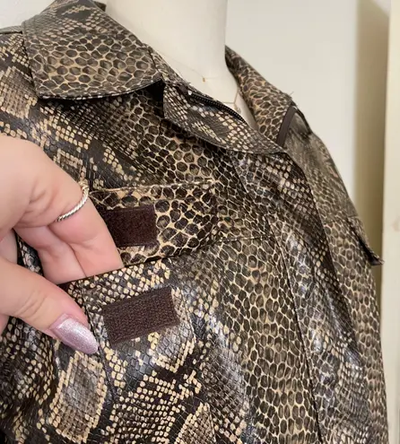 Vintage Fu Da Sport Cropped Faux Snakeskin Jacket Brown Size M