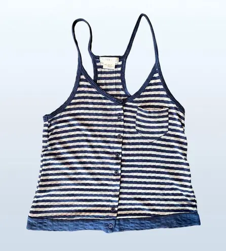 Cooperative 🏷️ Blue and Gray Striped Top, Size Small