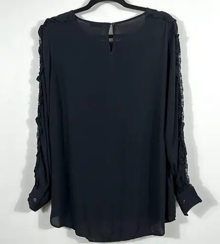 Fiorella Rubino Black Longsleeve Mesh Detail Evening Top Viscose Women Size 10