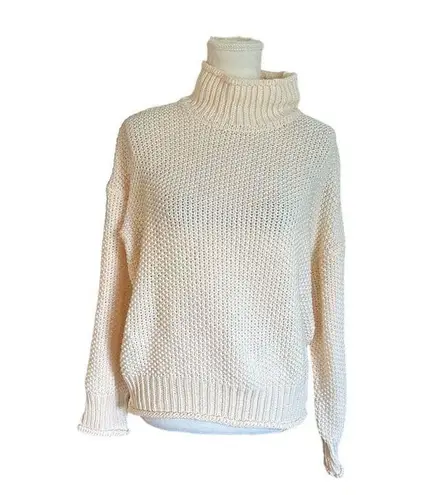 Oversized Chunky Knit Turtleneck Sweater Light Peach Cozy Comfy Warm M Size M