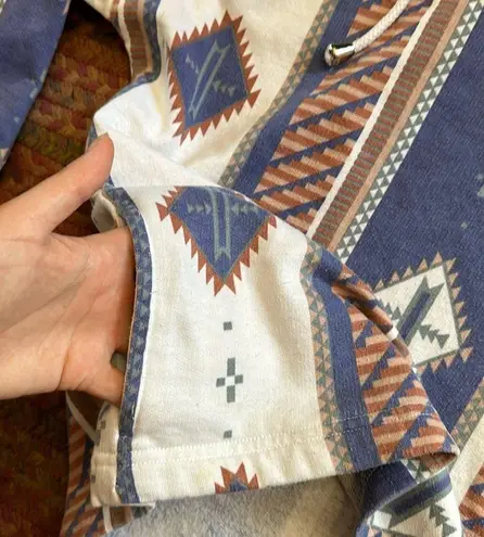 VTG TRIBAL PRINT PULLOVER CASUAL BEACH BOHO HOODIE White Size M
