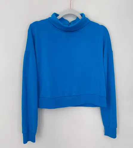 Beyond Yoga All Time Funnel Neck Cropped Pullover Sweatshirt Blue Glow