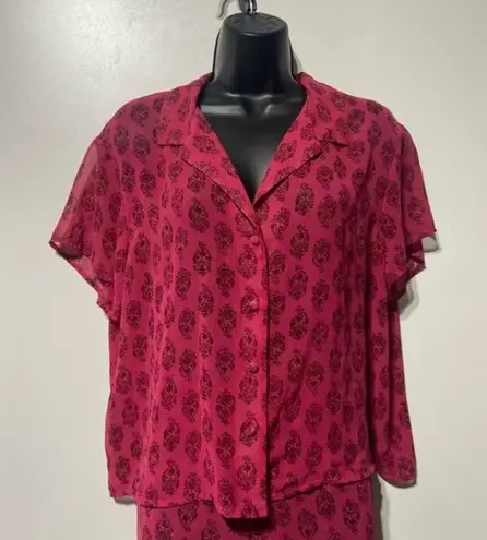 PINK - Victoria's Secret Victorias Secret Pink Paisley Sheer Pajama Set Top Shorts Sz Large Y2K