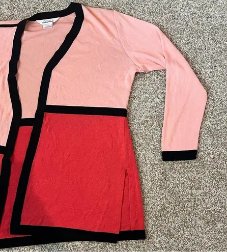 Misook Exclusively Open Front Color Block Cardigan Red/Peach Size Small - Image 4