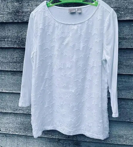 Chico's Chico’s size Medium ( 1)white embroidered star print cotton modal  blend top.