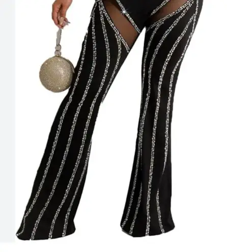 Southern Fried Chicks Southern Fried Chics See You Lookin’ Jumpsuit sequin rhinestone Size XXL black