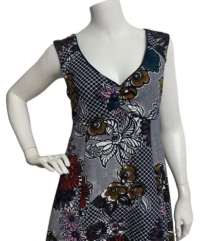 Maeve Dress Size M Navy Blue White Floral Empire Waist Sleeveless Fit & Flare