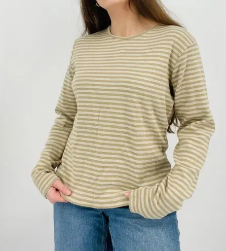 Woolrich  slouchy two tone oatmeal striped crewneck longsleeve shirt top size L