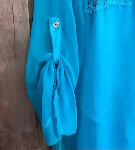 LOLA Made in Italy Layered Lace Top Blue Size L