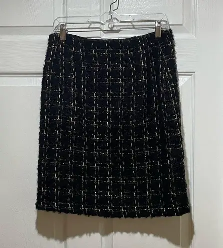 J. McLaughlin  Black & Gold Tweed Skirt Size 6