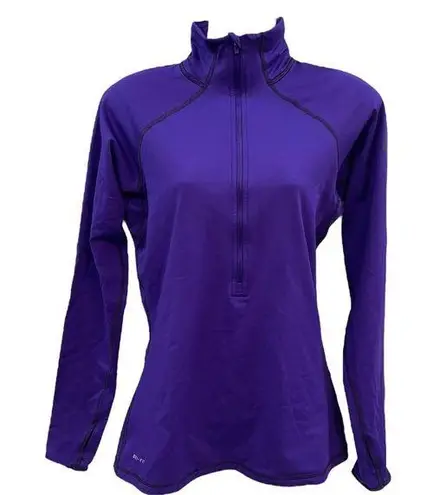 Nike  Pro Shirt Womens Purple 1/4 Zip DriFit Mock Neck Stretch Long Sleeve Medium