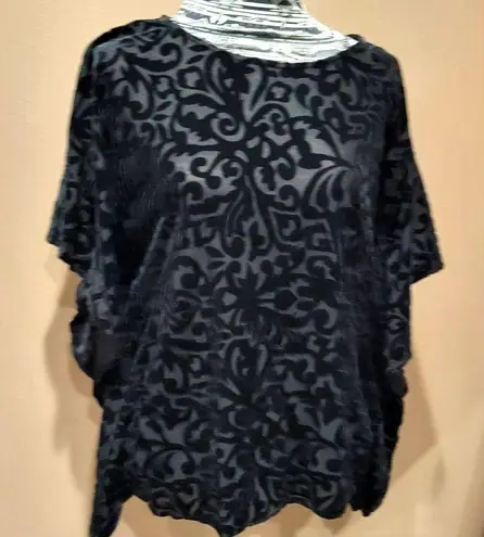 Dana Buchman Black Velvet Burnout Kaftan Top Sz L