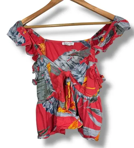 Patrons of Peace Tropical Print Ruffled Tank