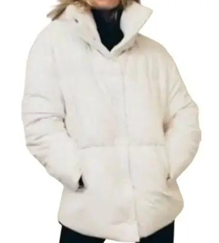 Avec Les Filles Urban Outfitters Faux Leather Puffer Jacket Button Down White M